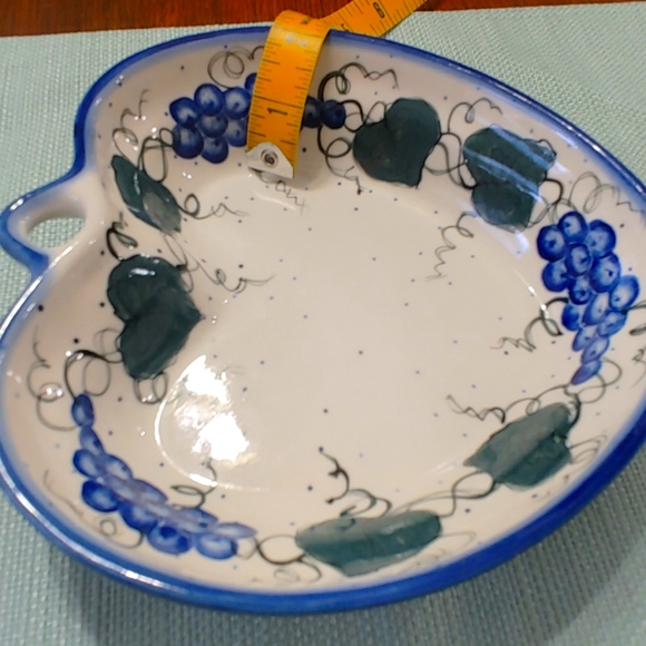 Unikat Polish Pottery Heart Shaped Dish 7-3/4" Blue Flowers EUC - Picture 9 of 9